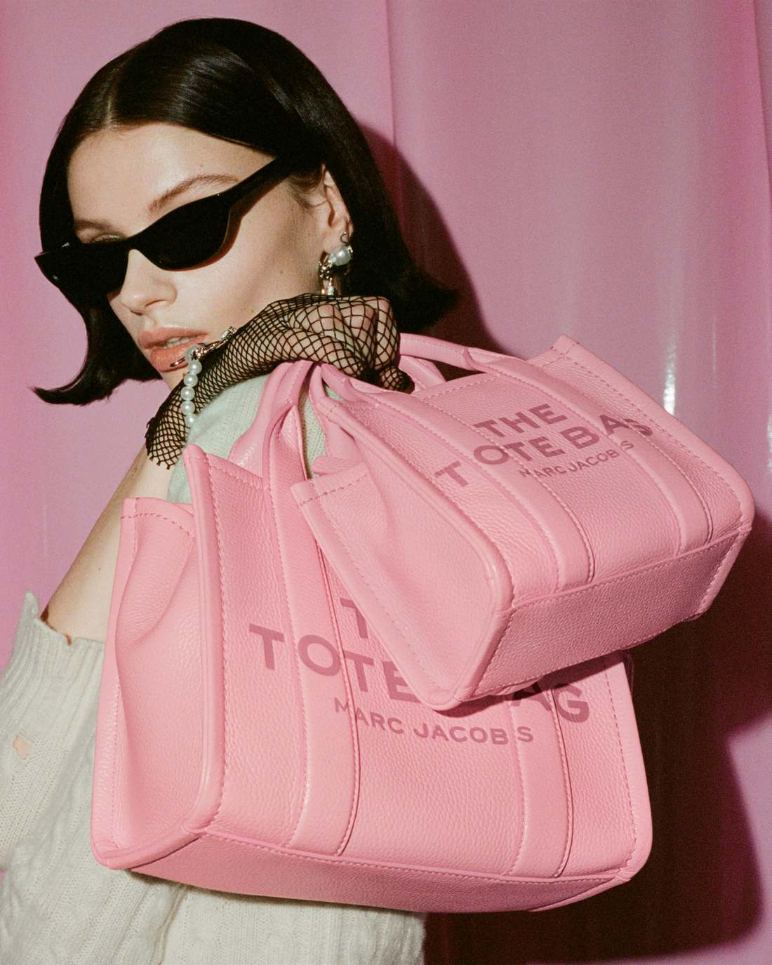 The Leather Crossbody Tote Bag Ribbon Pink - Marc Jacobs