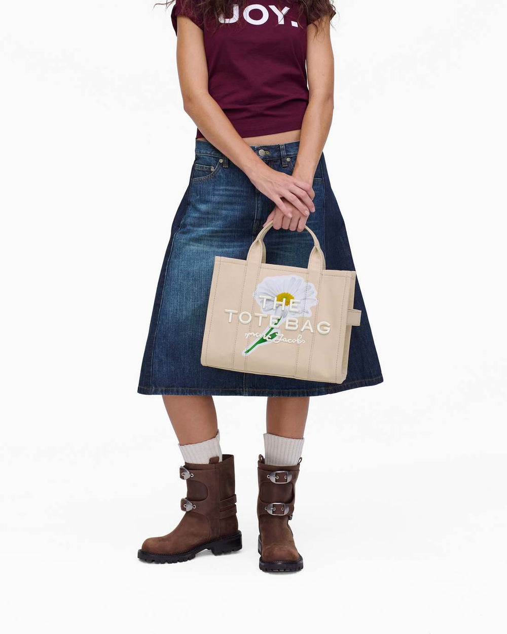 The Daisy Script Canvas Medium Tote Bag Cloud White Multi - Marc Jacobs