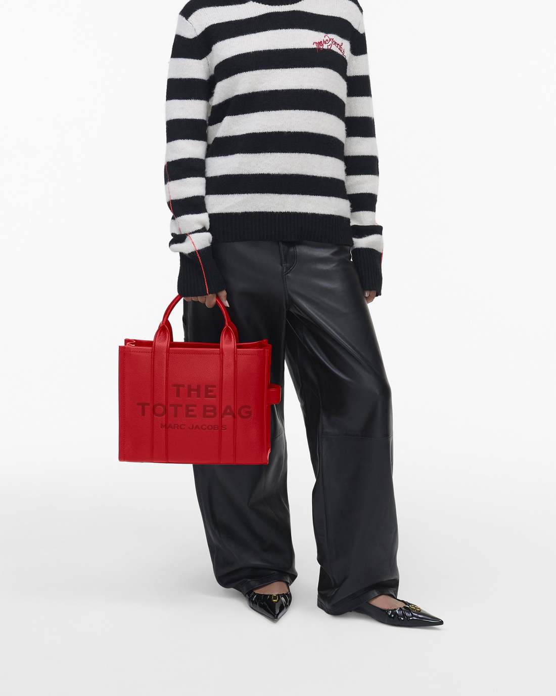 The Leather Medium Tote Bag True Red - Marc Jacobs