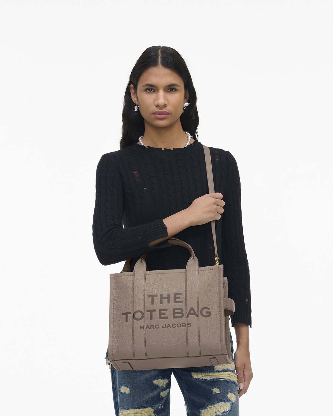 The Leather Medium Tote Bag Cement - Marc Jacobs