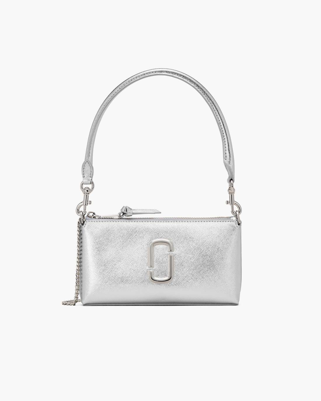 The Metallic Snapshot Convertible Shoulder Bag Silver - Marc Jacobs