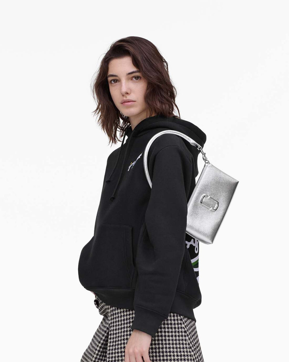 The Metallic Snapshot Convertible Shoulder Bag Silver - Marc Jacobs