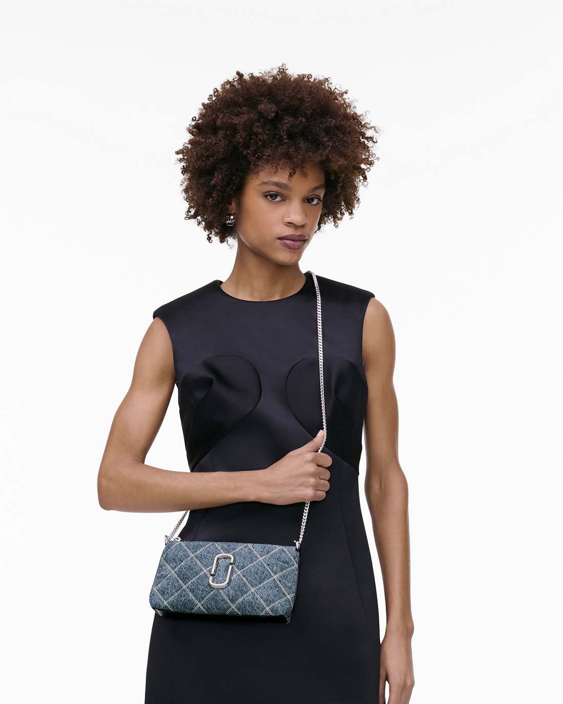 The Quilted Denim Snapshot Convertible Shoulder Bag Light Wash Indigo - Marc Jacobs