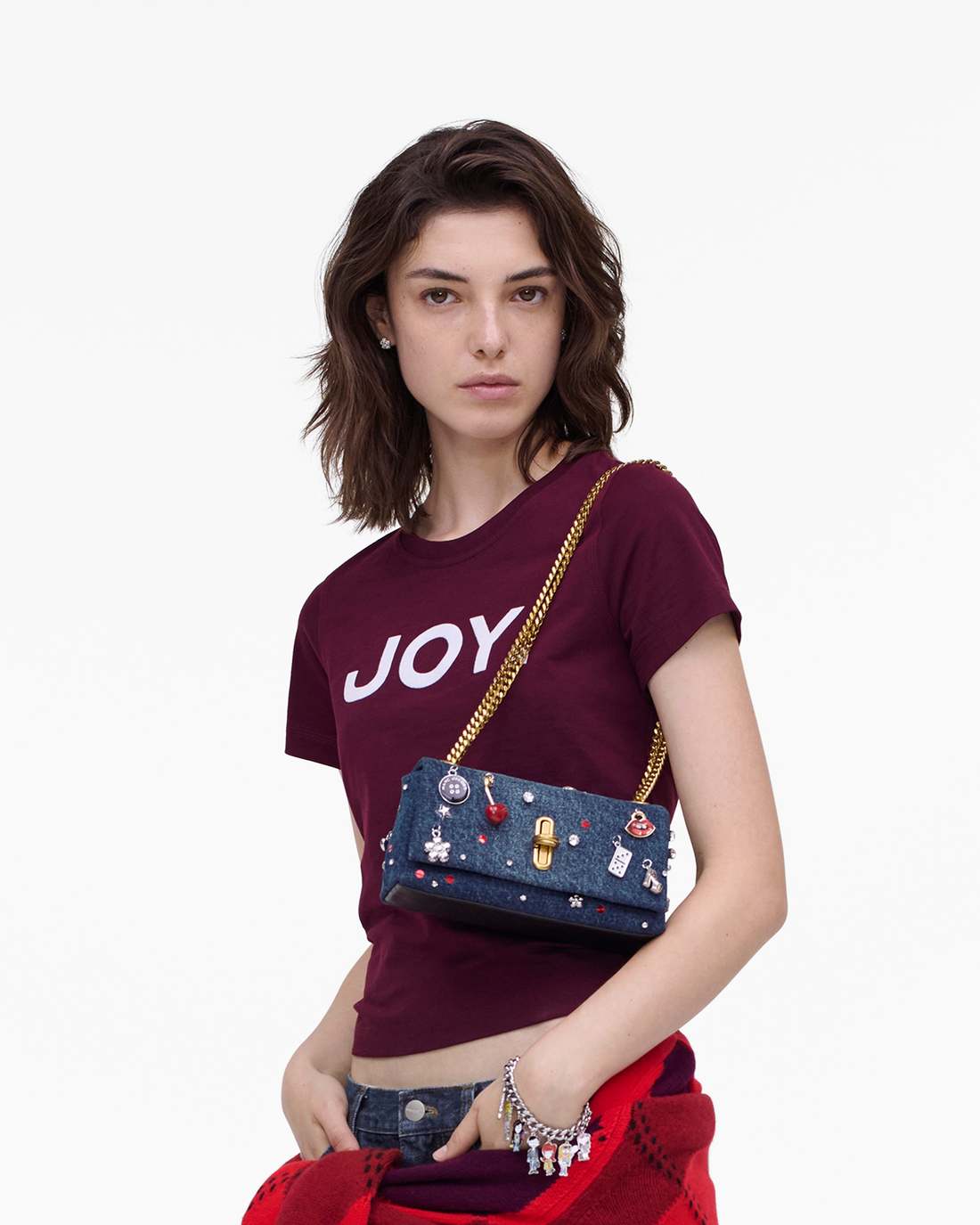 The Trinket Charm Denim Dual Chain Mini Bag Medium Wash Multi - Marc Jacobs