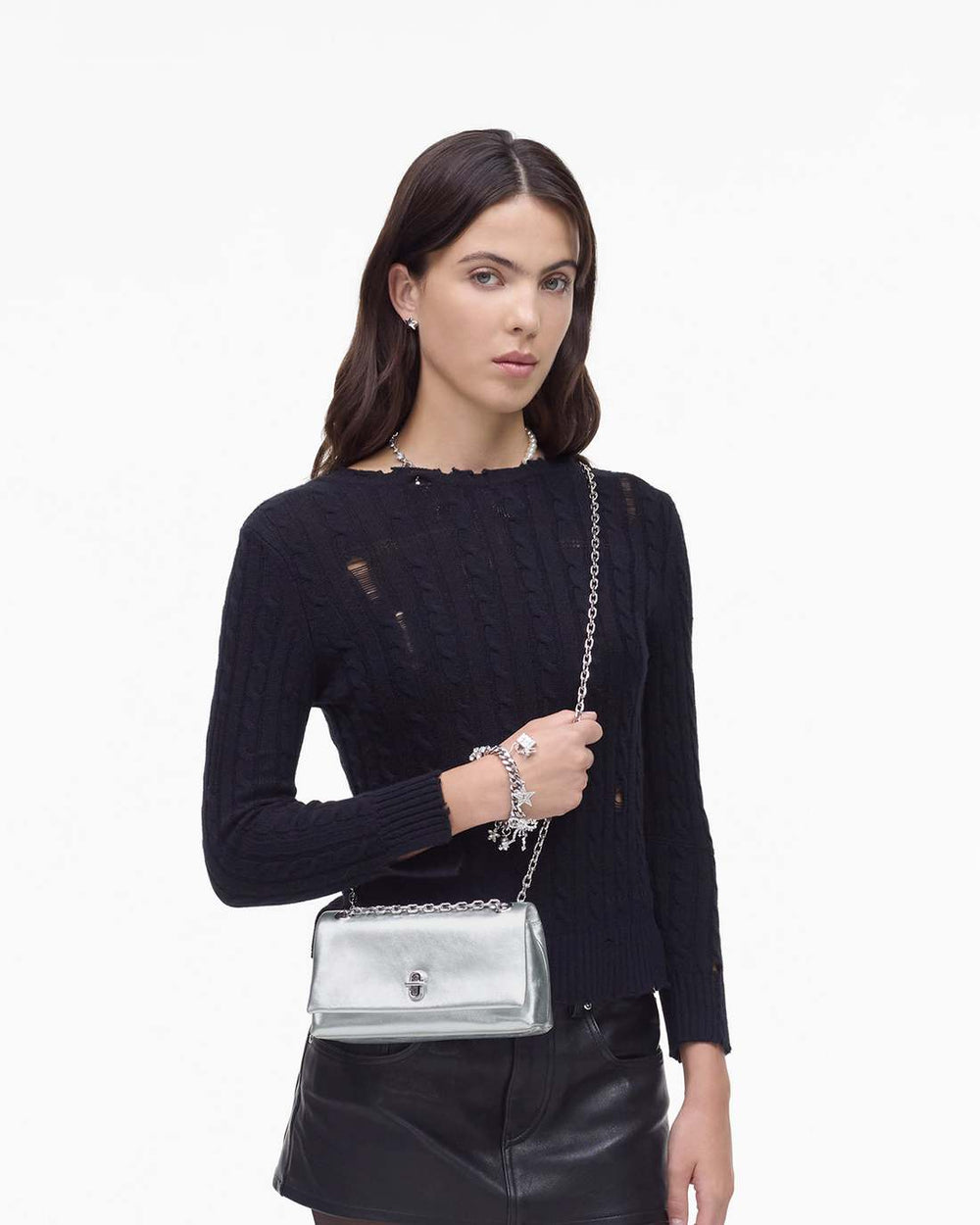 The Metallic Dual Chain Mini Bag Silver - Marc Jacobs
