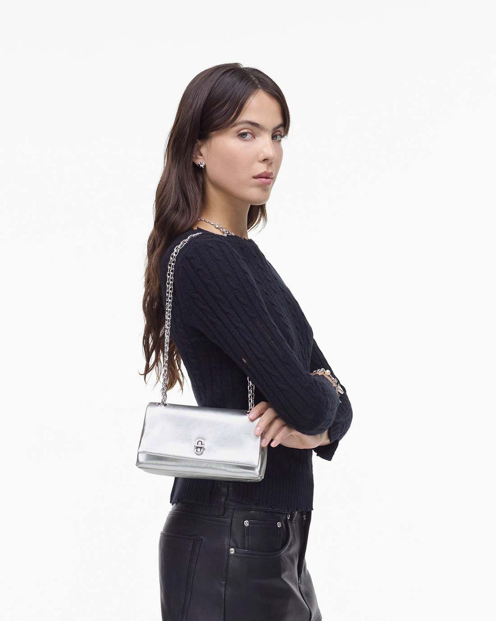 The Metallic Dual Chain Mini Bag Silver - Marc Jacobs
