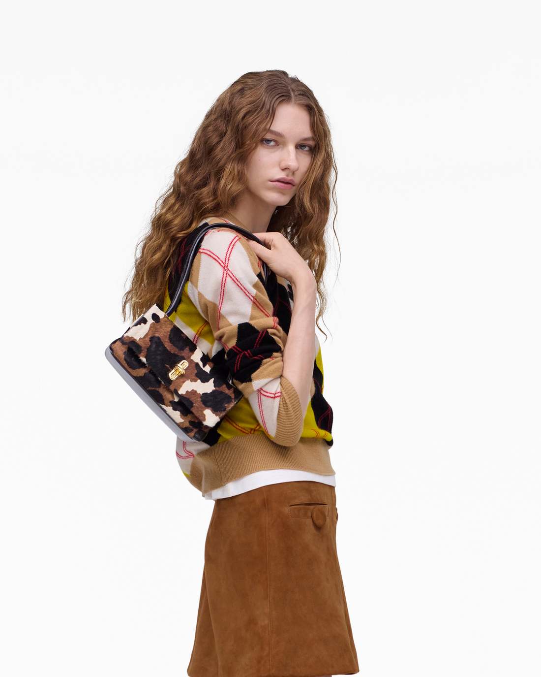 The Cow Haircalf Mini Dual Shoulder Bag Mocha Multi - Marc Jacobs