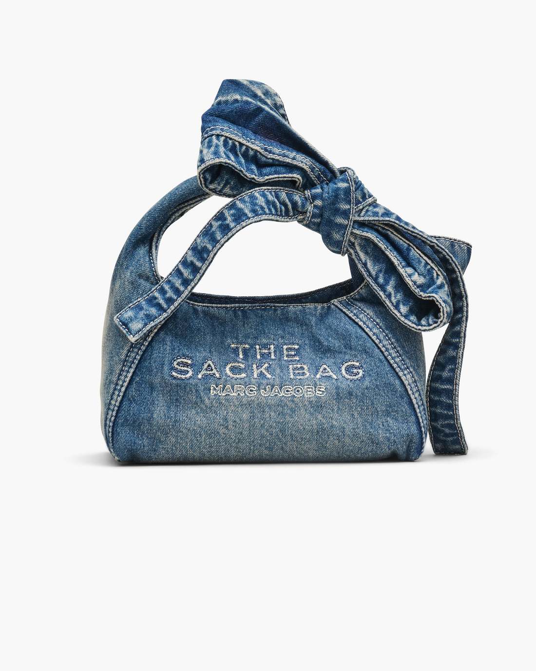 The Bow Denim Mini Sack Bag Medium Wash Indigo - Marc Jacobs