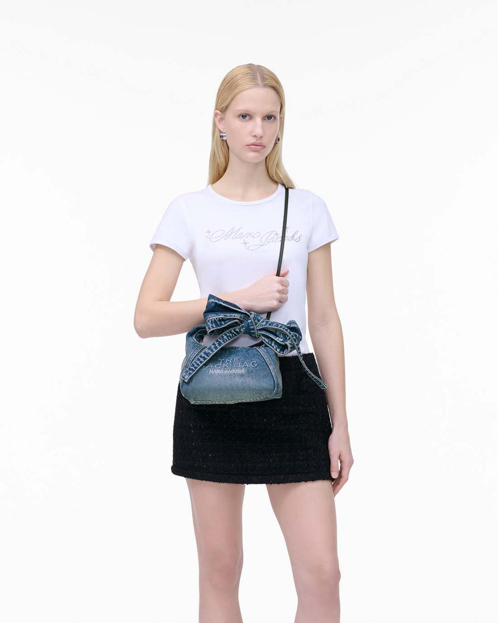 The Bow Denim Mini Sack Bag Medium Wash Indigo - Marc Jacobs