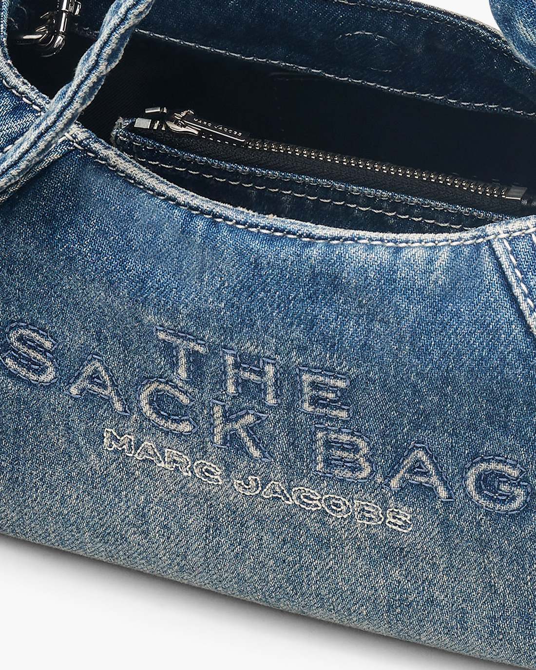 The Bow Denim Mini Sack Bag Medium Wash Indigo - Marc Jacobs