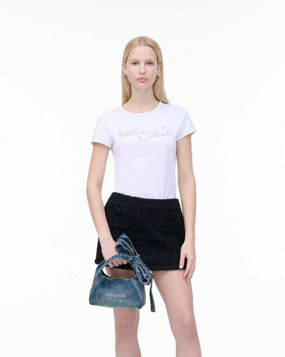 The Bow Denim Mini Sack Bag Medium Wash Indigo - Marc Jacobs