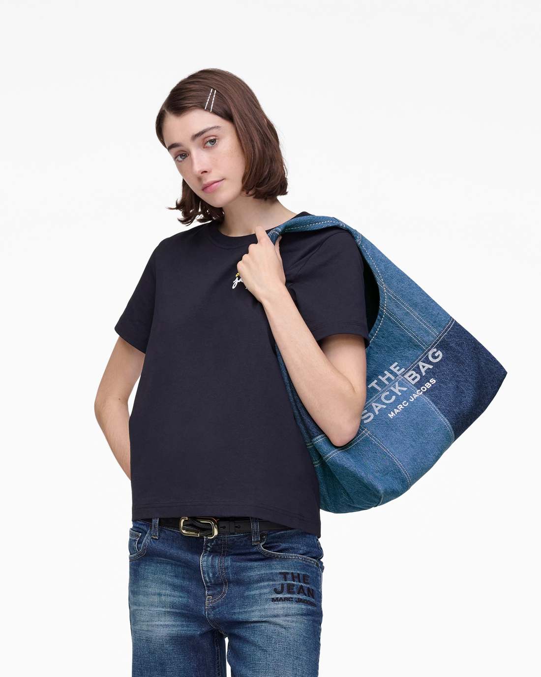 The Patchwork Denim Sack Bag Blue Denim - Marc Jacobs