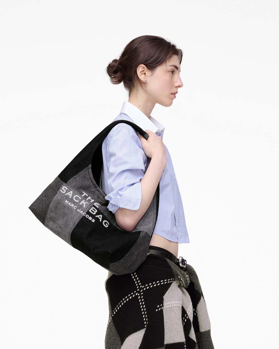 The Patchwork Denim Sack Bag Black Denim - Marc Jacobs