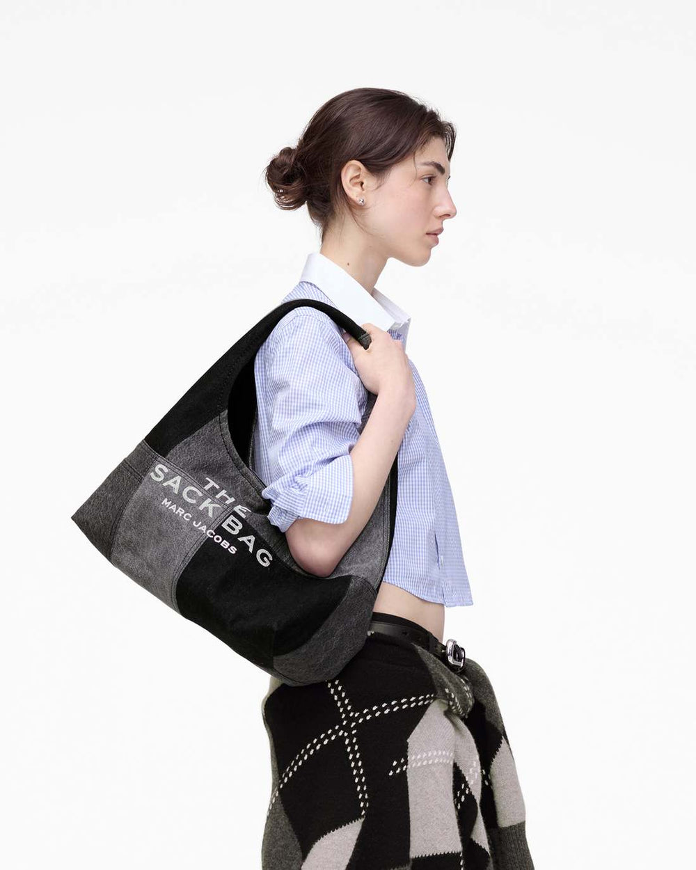 The Patchwork Denim Sack Bag Black Denim - Marc Jacobs