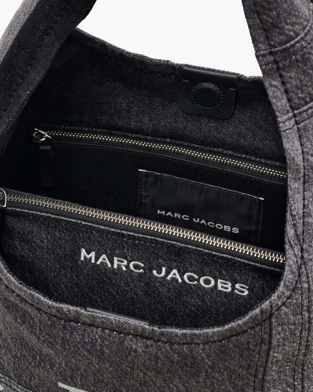 The Patchwork Denim Sack Bag Black Denim - Marc Jacobs