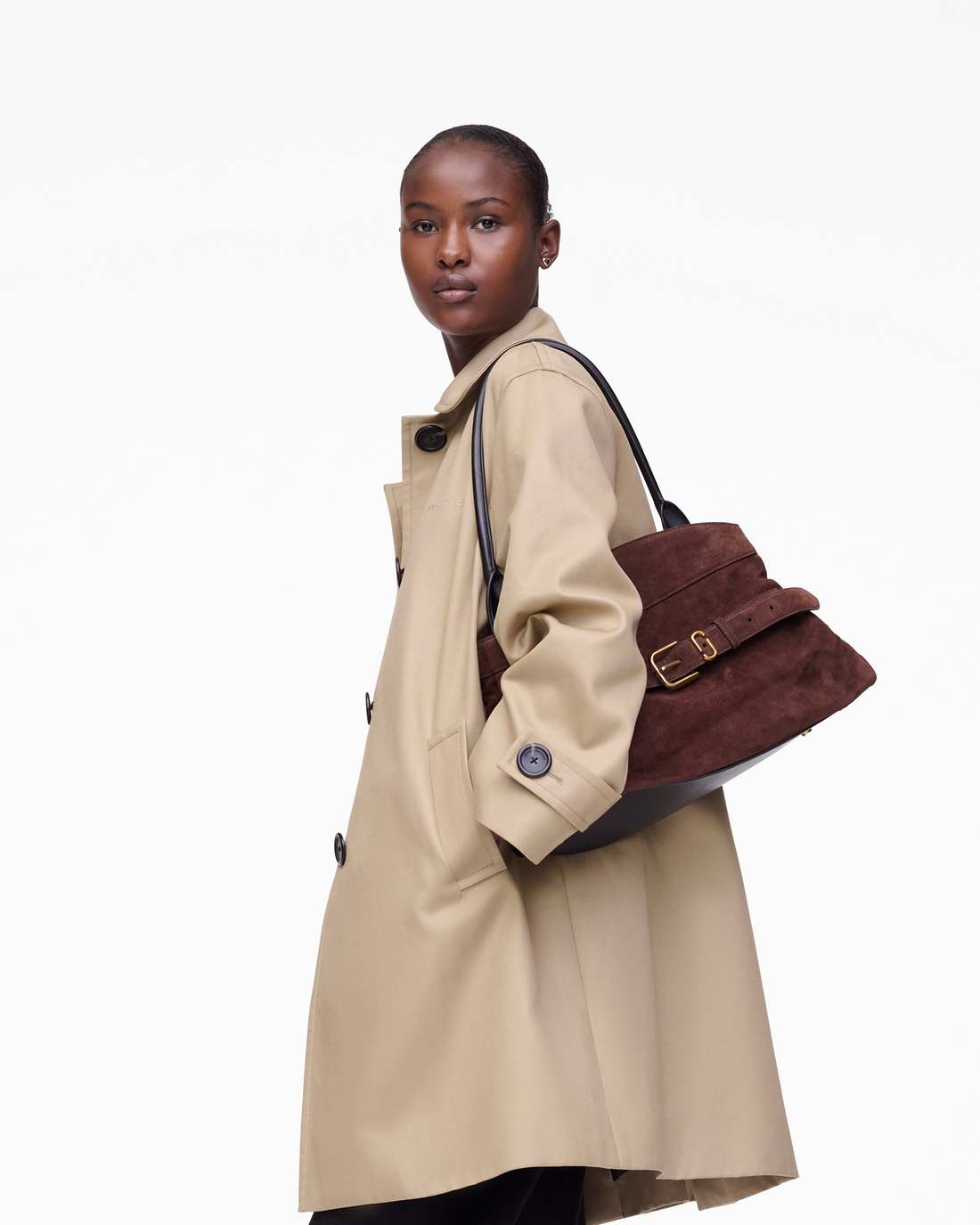 The Suede Dakota Satchel Dark Brown - Marc Jacobs