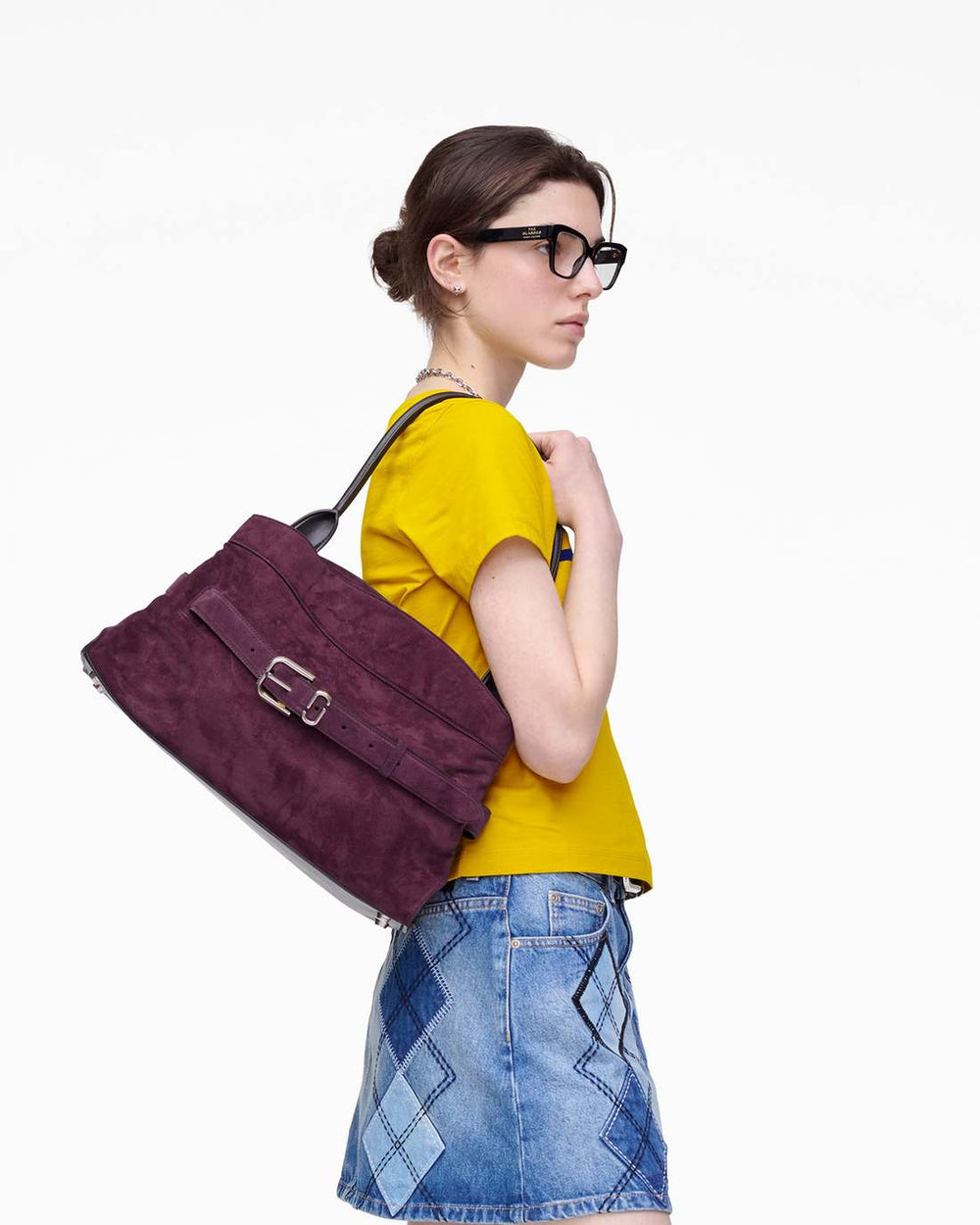 The Suede Dakota Satchel Dark Plum - Marc Jacobs