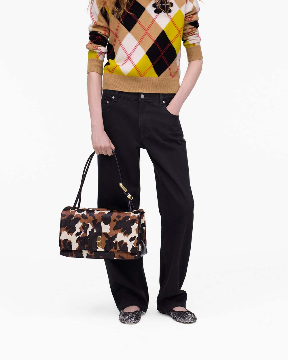 The Cow Haircalf Large Dual Bag Mocha Multi - Marc Jacobs