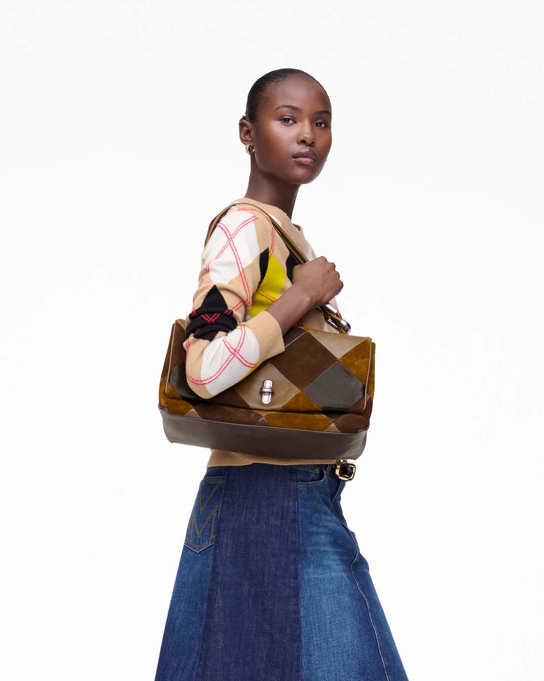 The Suede Patchwork Large Dual Bag Brown Multi - Marc Jacobs