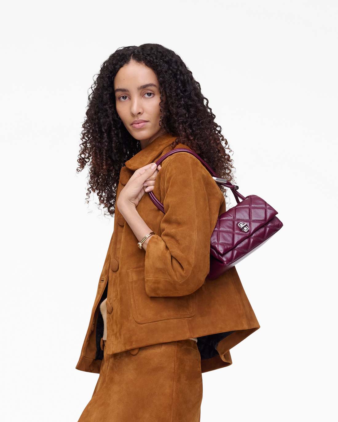 The Quilted Mini Dual Shoulder Bag Dark Plum - Marc Jacobs