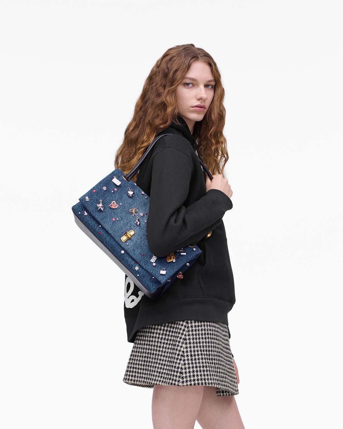 The Trinket Charm Denim Large Dual Bag Medium Wash Multi - Marc Jacobs