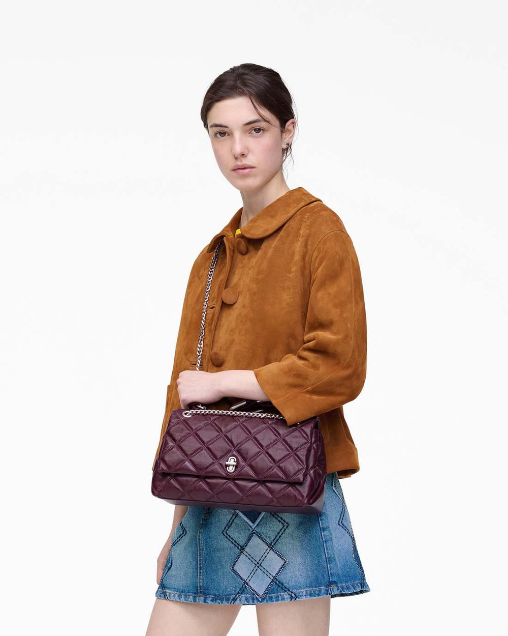 The Quilted Dual Convertible Shoulder Bag Dark Plum - Marc Jacobs