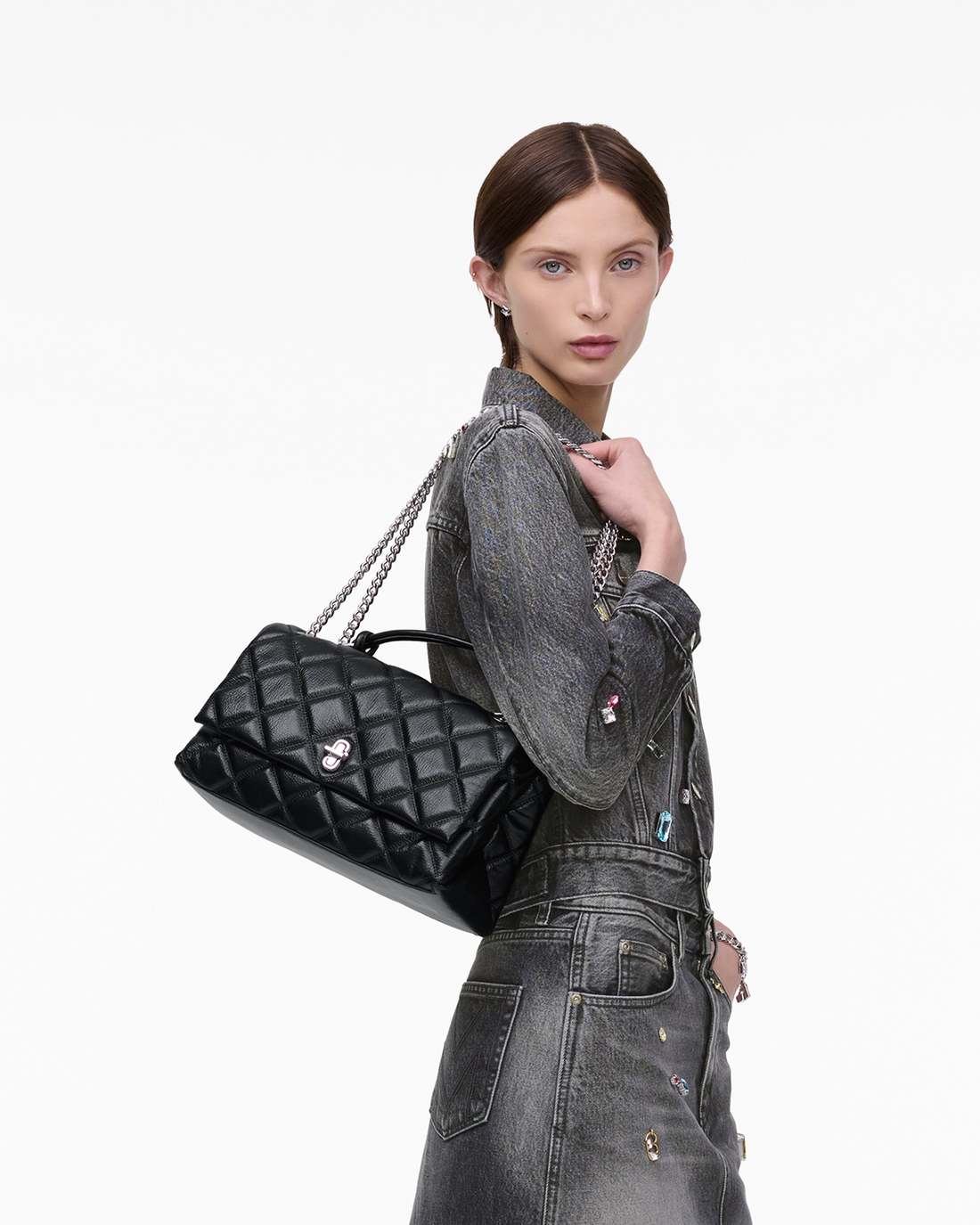 The Quilted Dual Convertible Shoulder Bag Black - Marc Jacobs
