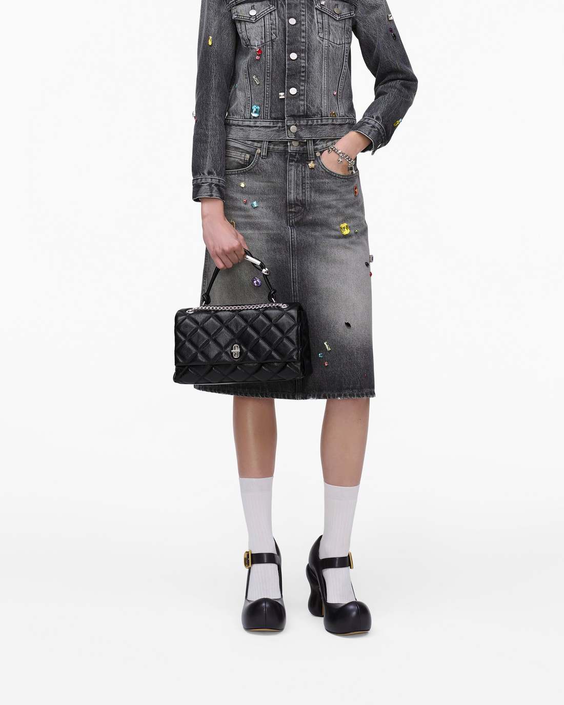 The Quilted Dual Convertible Shoulder Bag Black - Marc Jacobs