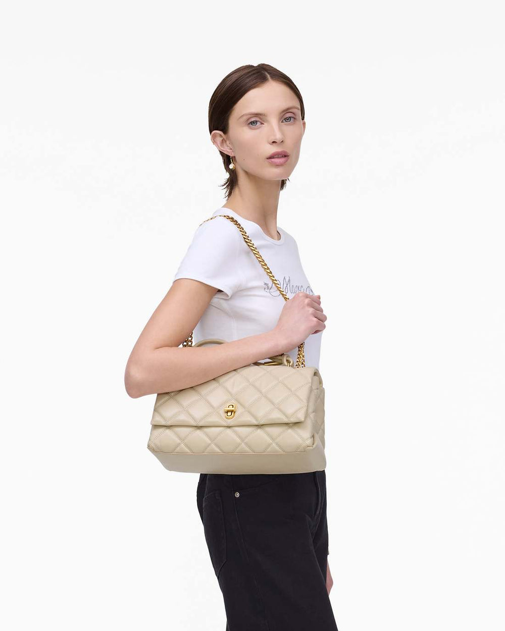 The Quilted Dual Convertible Shoulder Bag Cloud White - Marc Jacobs