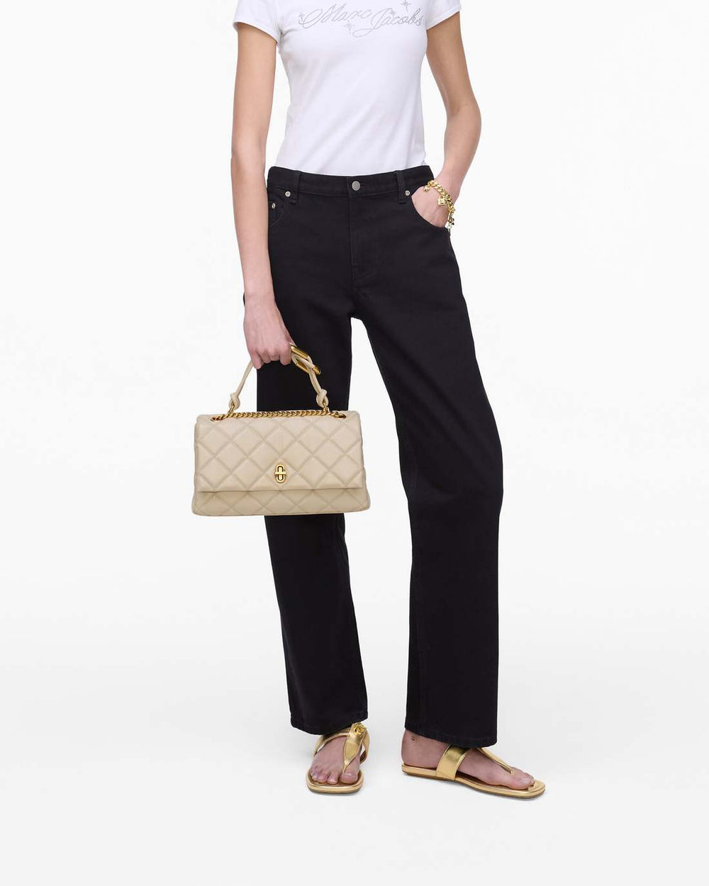 The Quilted Dual Convertible Shoulder Bag Cloud White - Marc Jacobs
