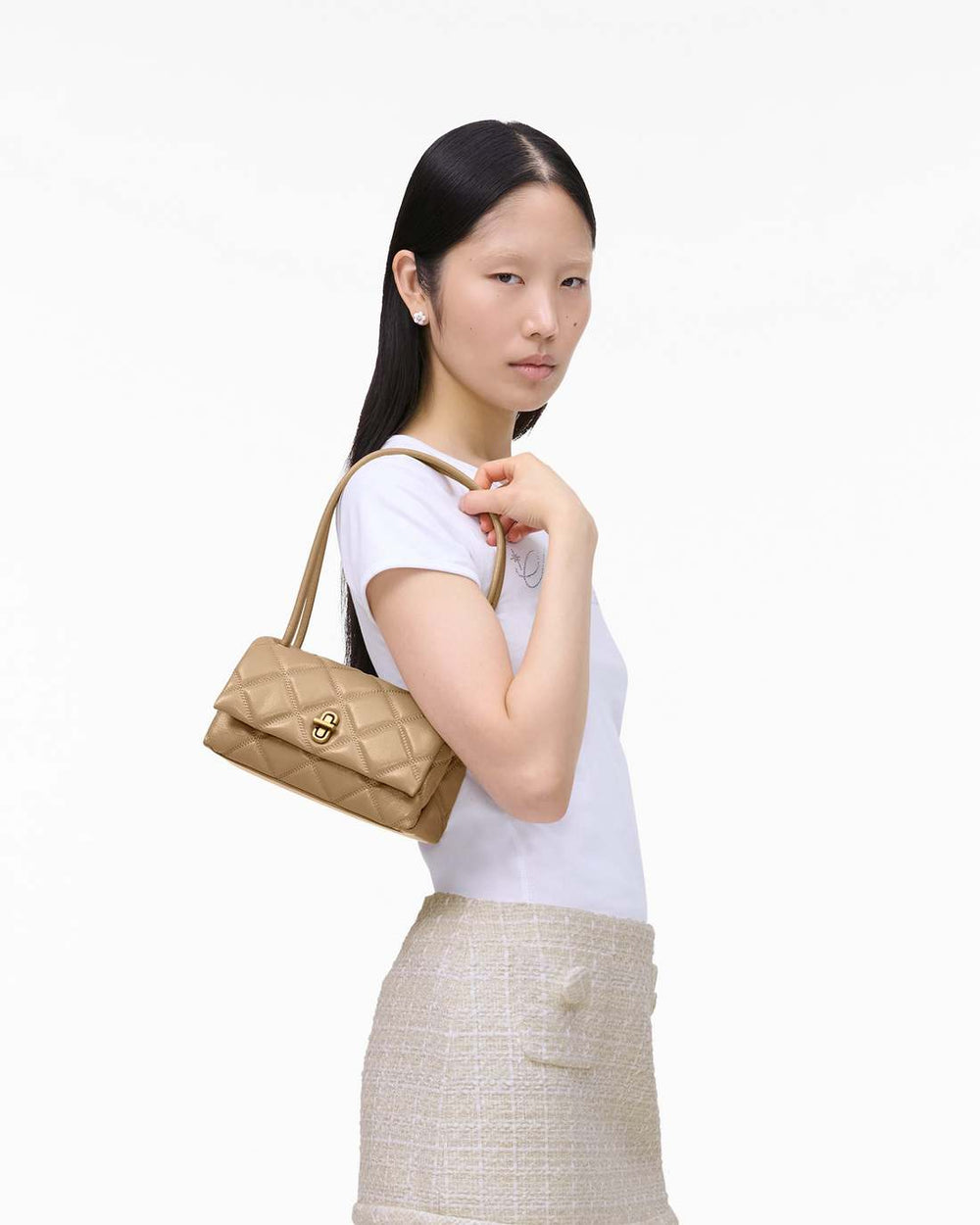 The Quilted Mini Dual Shoulder Bag Camel - Marc Jacobs