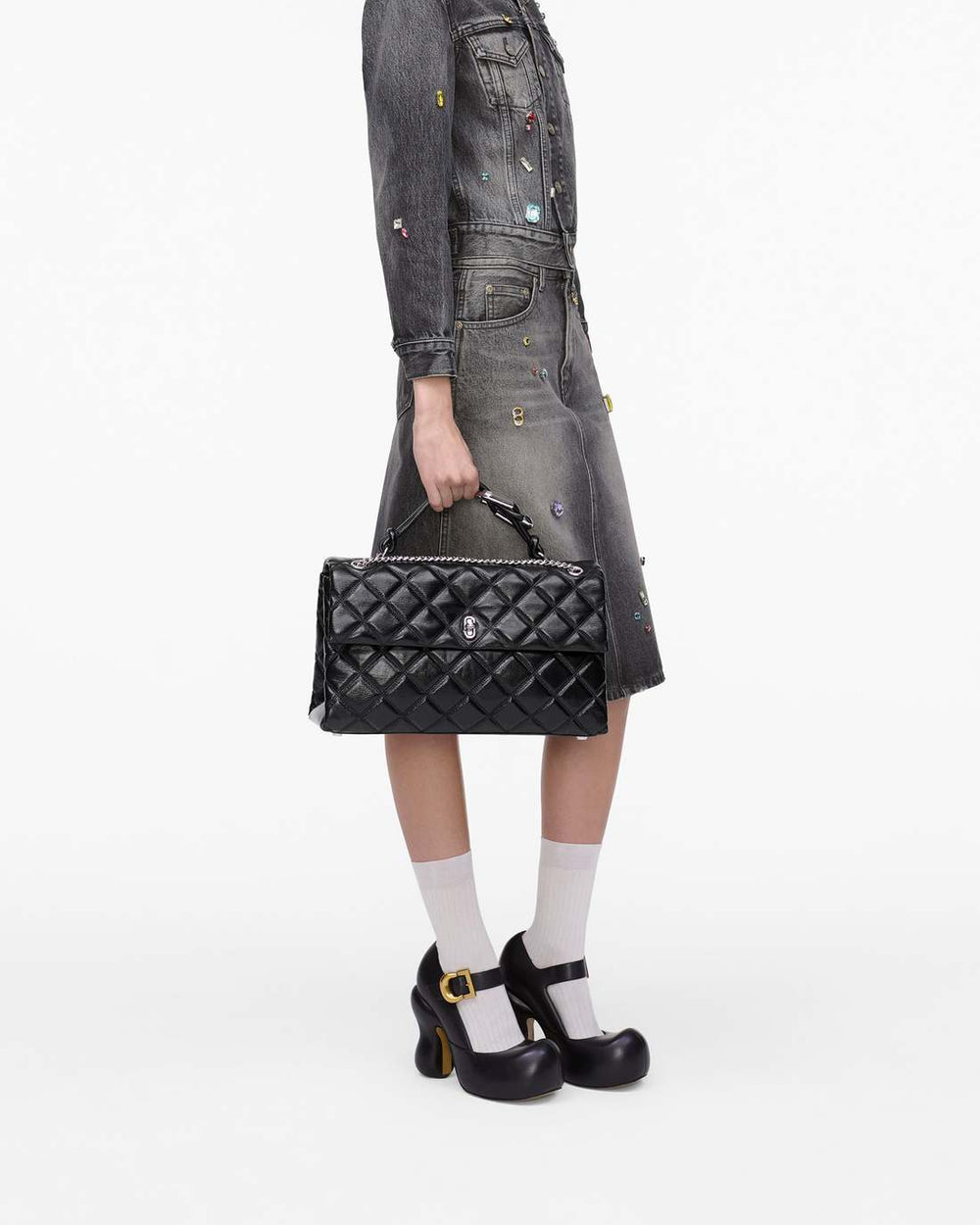 The Quilted XL Dual Convertible Shoulder Bag Black - Marc Jacobs