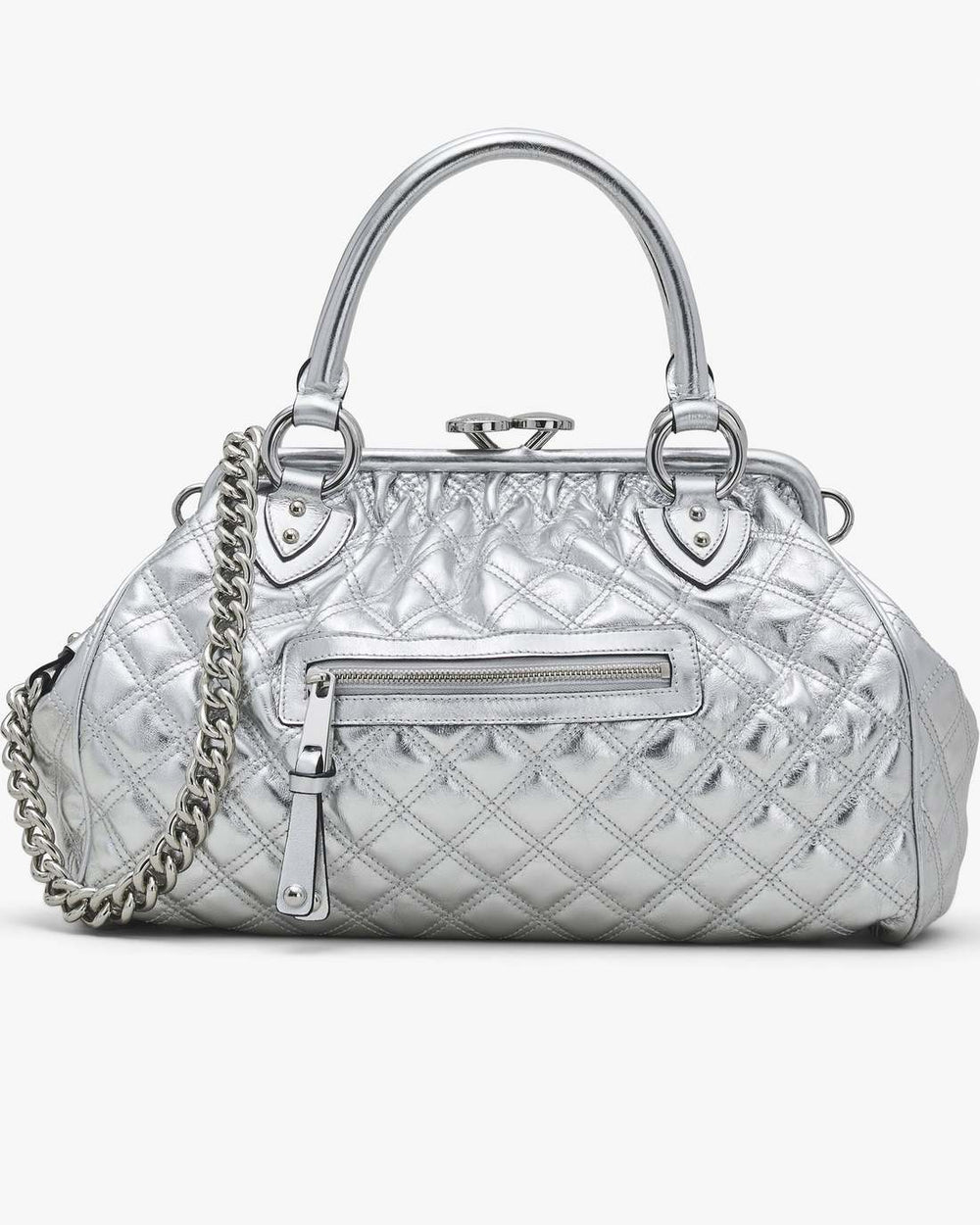 Re-Edition Quilted Metallic Leather Stam Bag Silver - Marc Jacobs