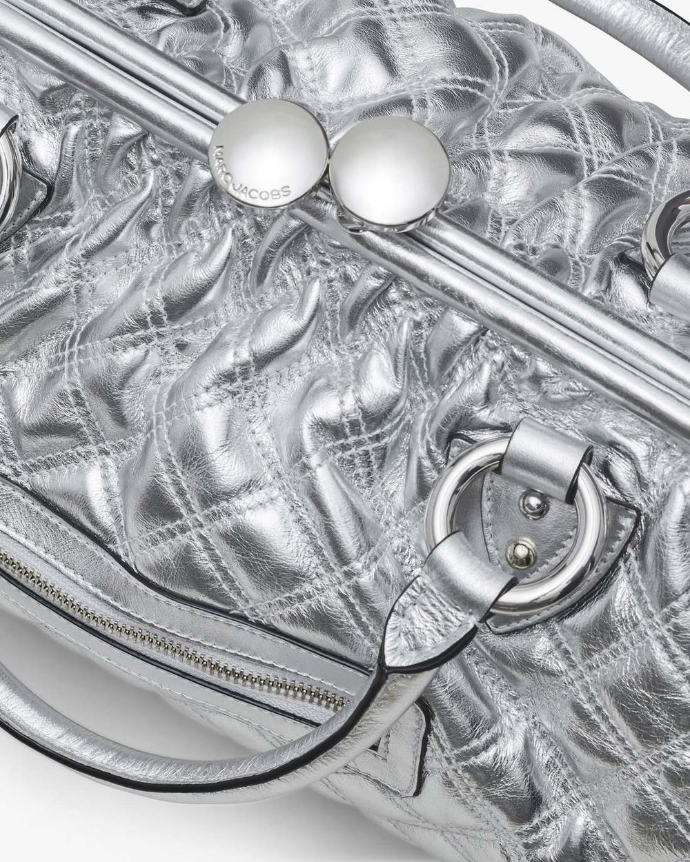 Re-Edition Quilted Metallic Leather Stam Bag Silver - Marc Jacobs