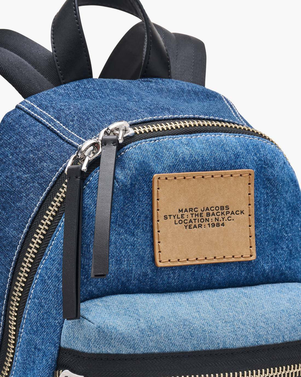The Biker Colorblock Denim Medium Backpack Indigo Multi - Marc Jacobs