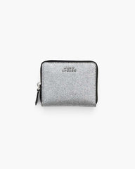 The Coated Glitter Everyday Slim Compact Wallet Silver - Marc Jacobs