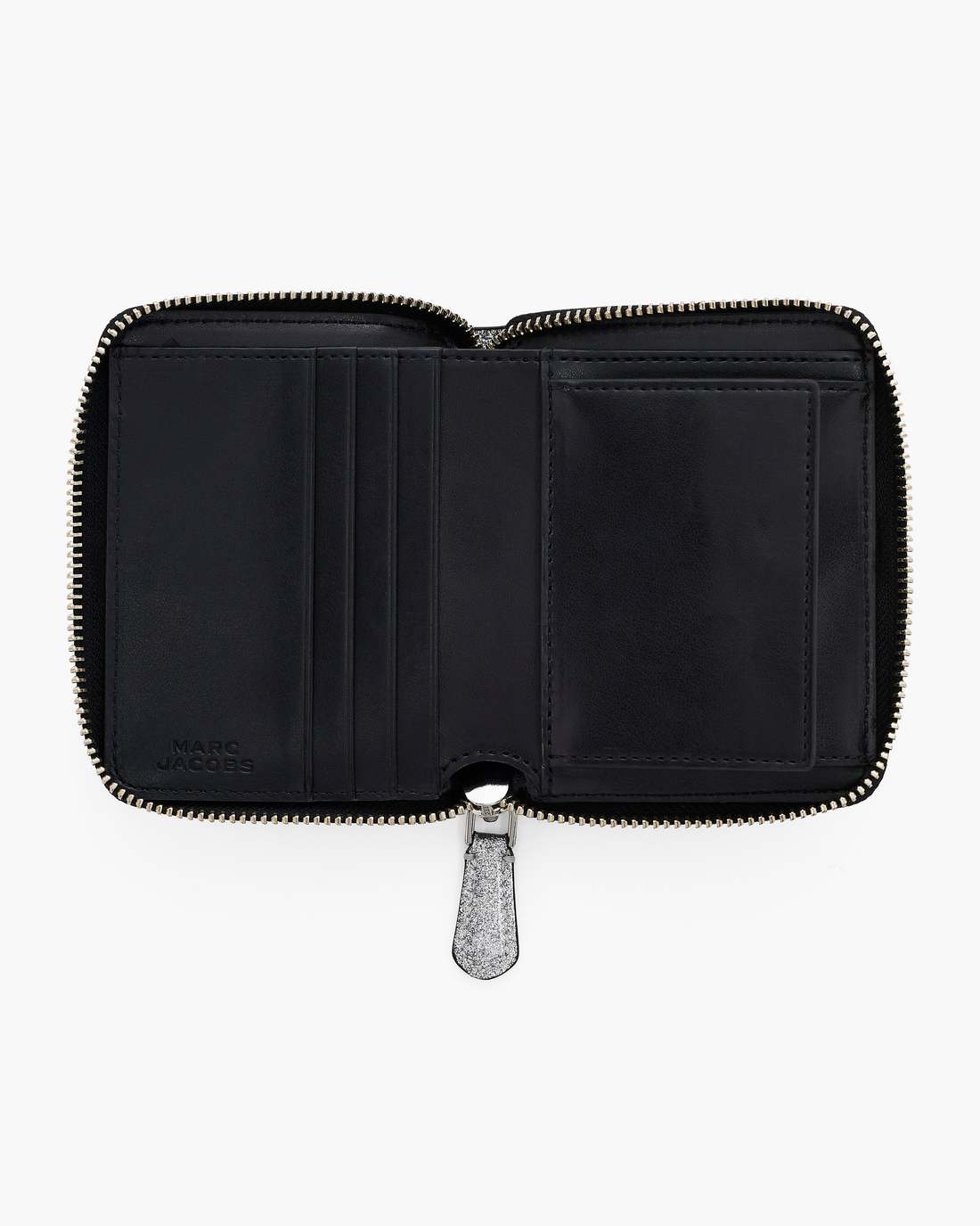 The Coated Glitter Everyday Slim Compact Wallet Silver - Marc Jacobs