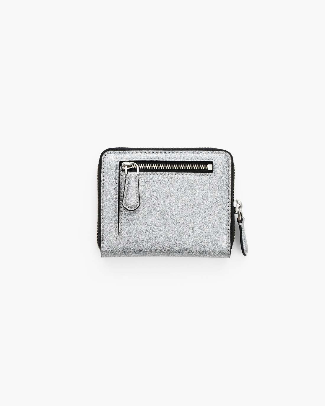 The Coated Glitter Everyday Slim Compact Wallet Silver - Marc Jacobs