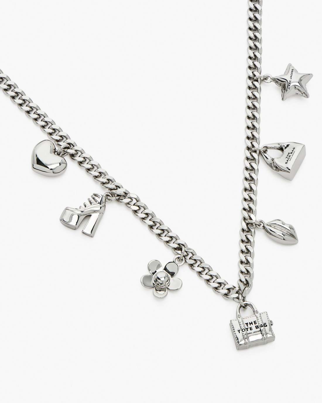 The Mini Icon Charm Necklace Light Antique Silver - Marc Jacobs