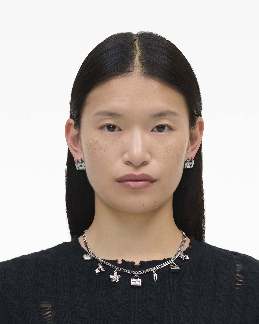 The Mini Icon Charm Necklace Light Antique Silver - Marc Jacobs