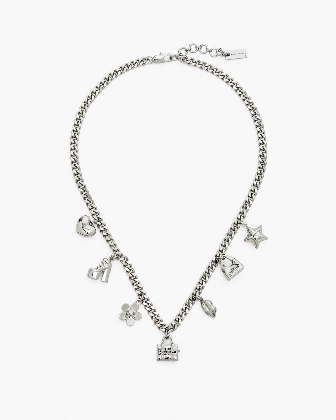 The Mini Icon Charm Necklace Light Antique Silver - Marc Jacobs