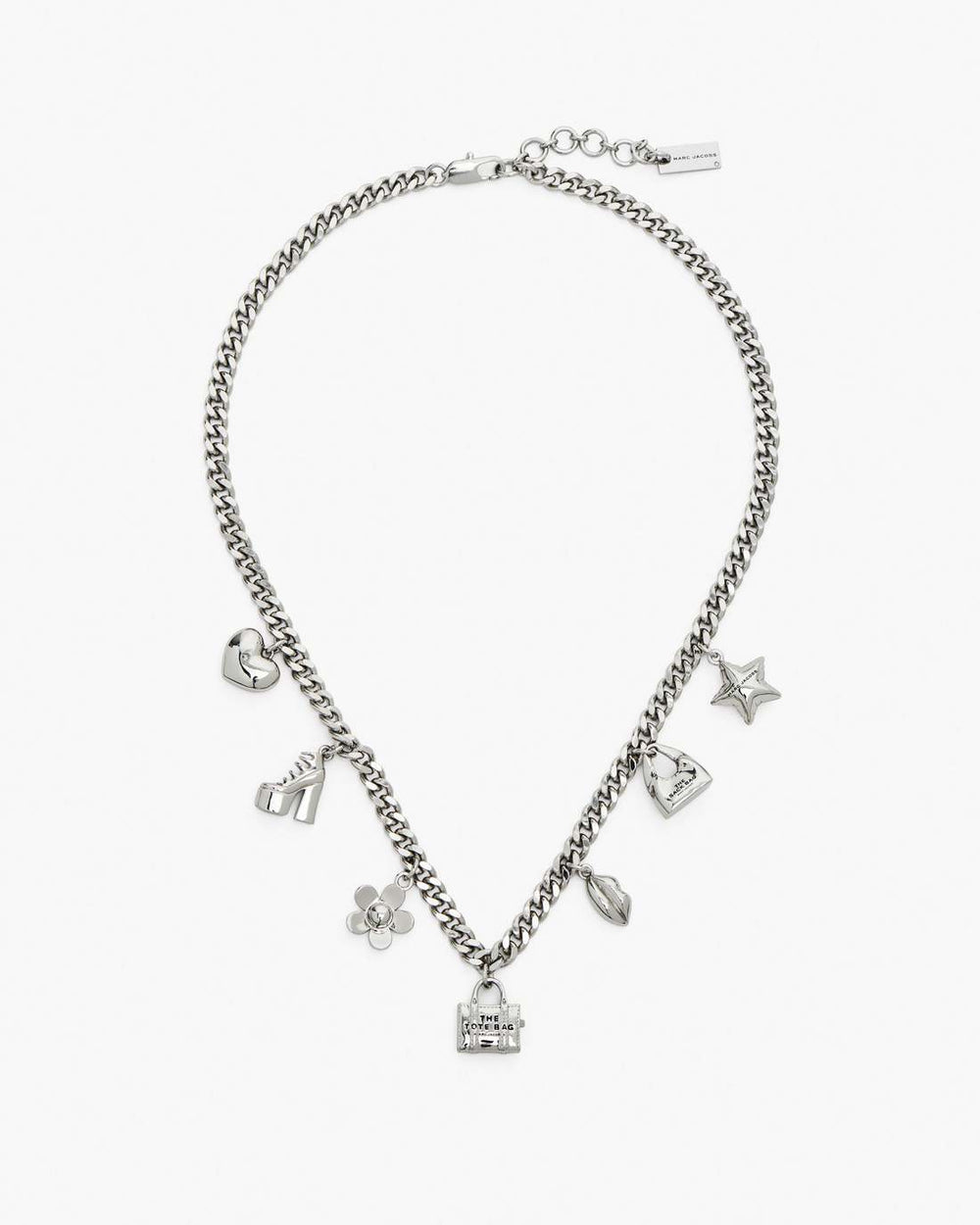 The Mini Icon Charm Necklace Light Antique Silver - Marc Jacobs