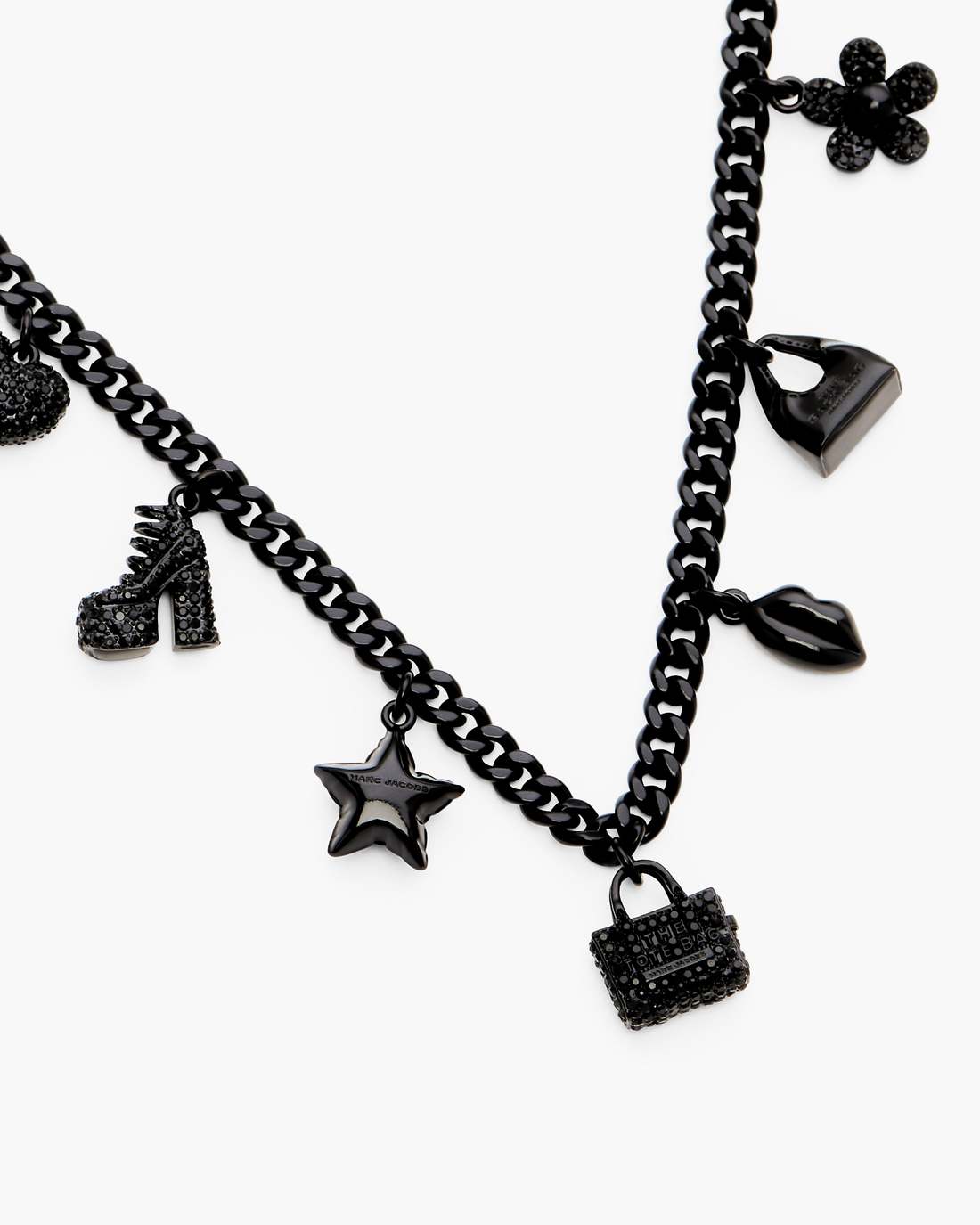 Mini Icon Pave Charm Necklace Black/Black Crystal - Marc Jacobs