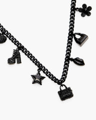 Mini Icon Pave Charm Necklace Black/Black Crystal - Marc Jacobs