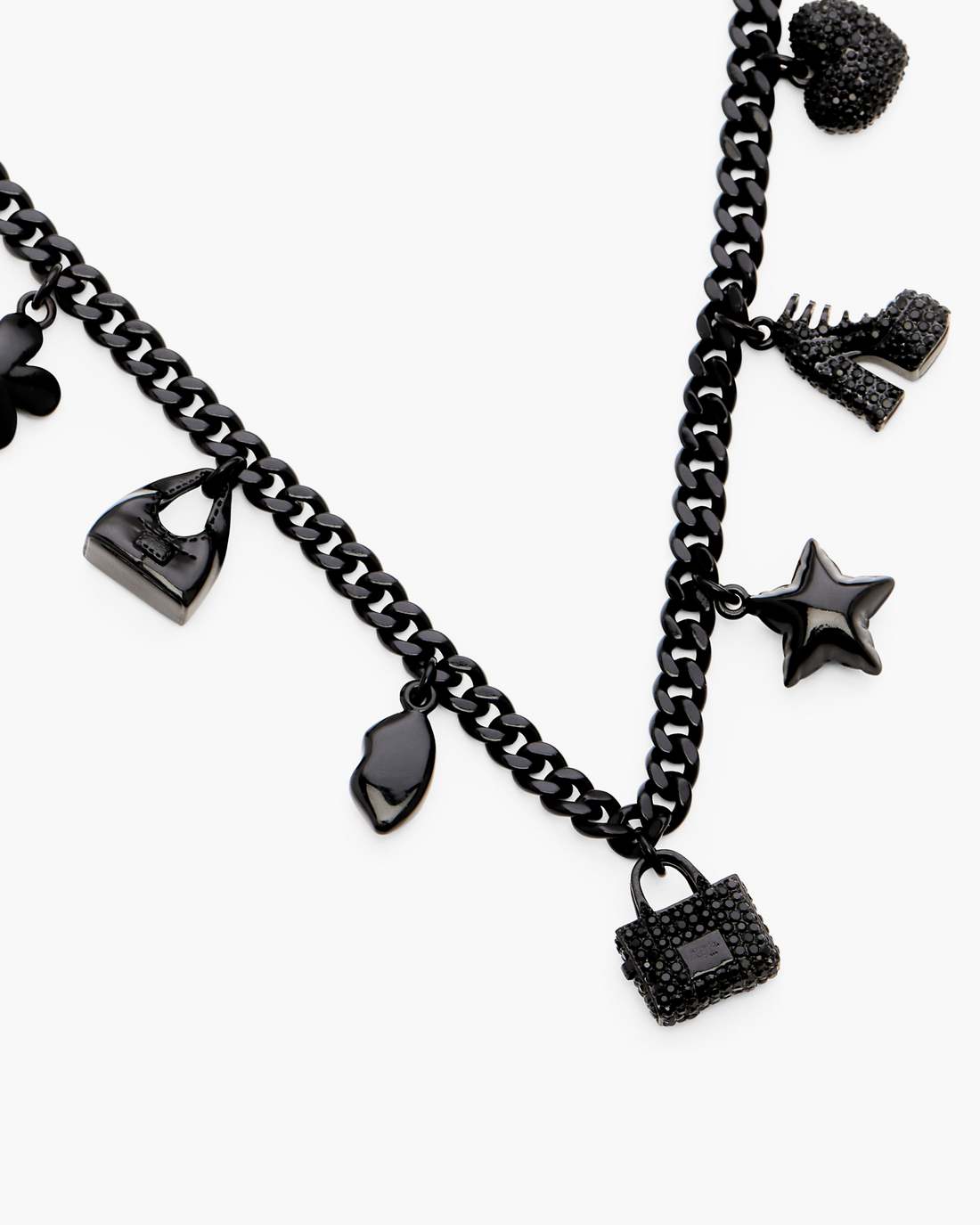 Mini Icon Pave Charm Necklace Black/Black Crystal - Marc Jacobs