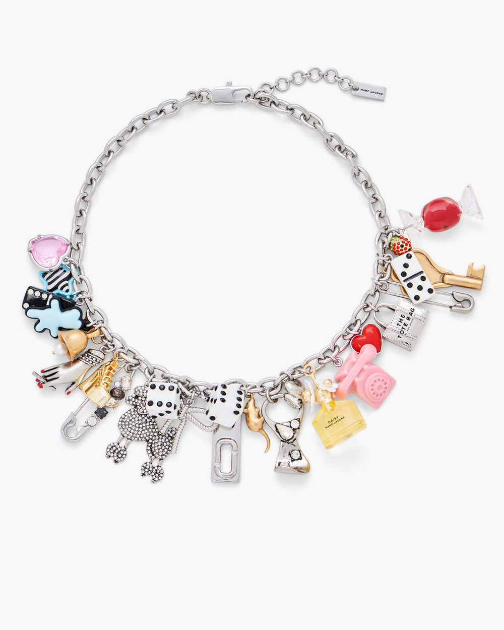 The Sticker Charm Statement Necklace Silver Multi - Marc Jacobs