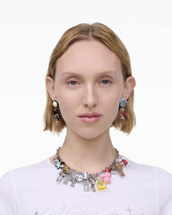 The Sticker Charm Statement Necklace Silver Multi - Marc Jacobs