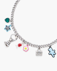 The Sticker Charm Necklace Silver Multi - Marc Jacobs