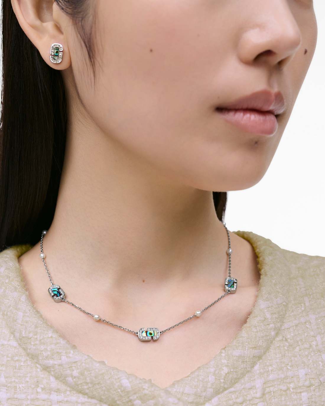 The J Marc Luxe Station Necklace Silver/Crystal - Marc Jacobs