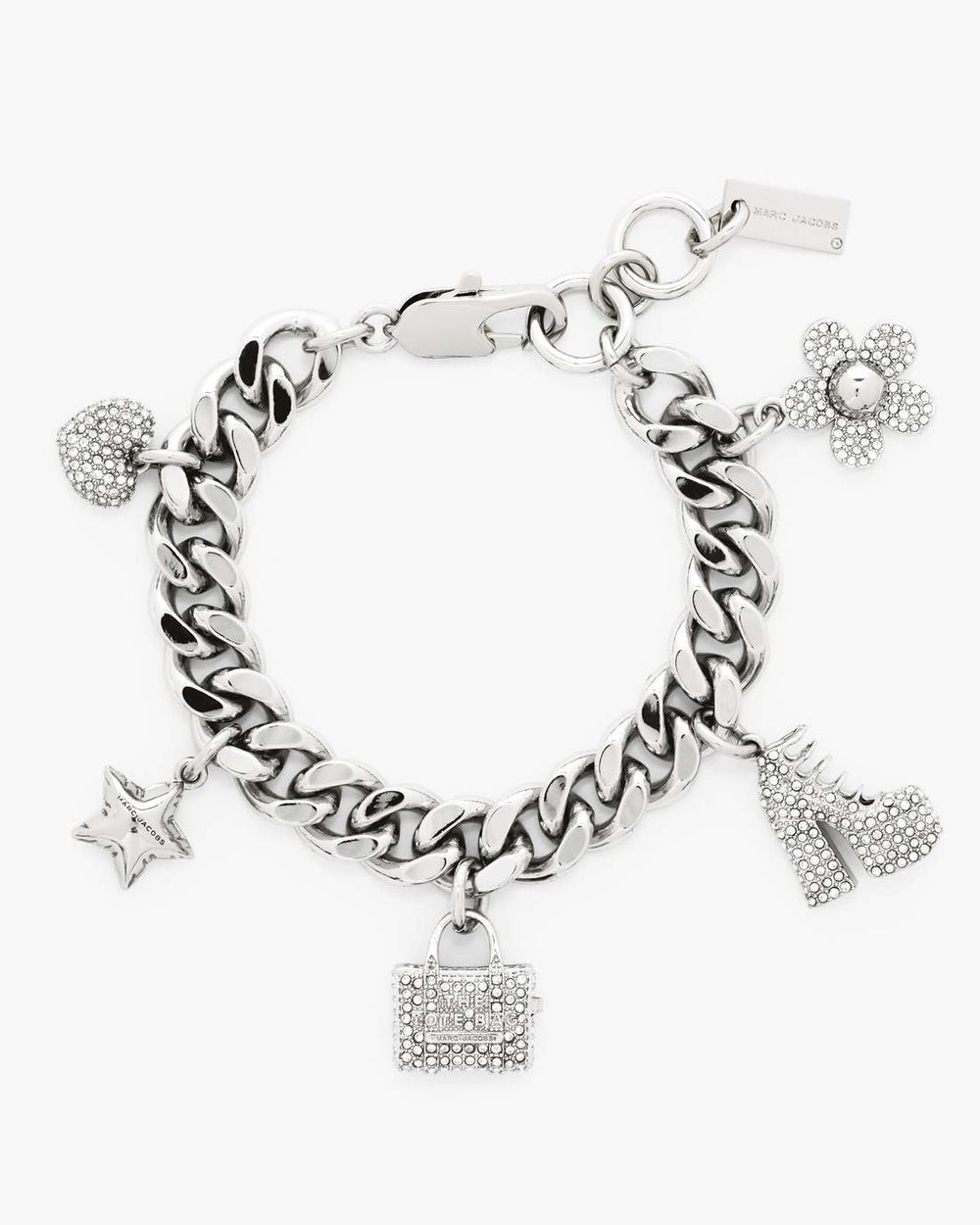 The Pave Mini Icon Charm Bracelet Silver/Crystal - Marc Jacobs